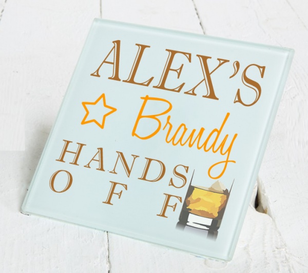 Personalised Brandy Glass Gift Drinks Coaster